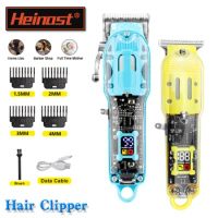 2024 New Transparent Professional Hair Clipper LCD Retro Oil Hair Clipper With Battery Indicator Razor Hair Trimmer Rechargeable