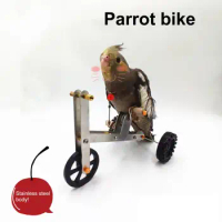 1 Set Parrot Training Bicycle Toy Funny Bird Cockatiel Parakeet Metal 4-Wheels Bike Foot Exercising Educational Toy Pet Supplies