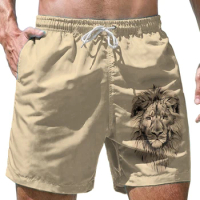 Lion Animal 3D Digital Printing Shorts Summer Simple Versatile Loose Cool Surfing Short Outdoor Shopping Fashion Casual Shorts