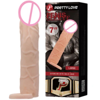 Sex Products realistic penis sleeves enlargement solid head extend condom Penis Rings Stretchy Cock Ring Adult Sex Toy For Men
