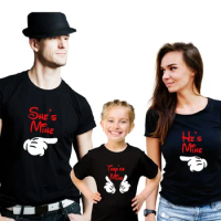He Is Mine She Is Mine They Are Mine Family T Shirt Family Matching Outfits Mom and Dad and Children T-shirt