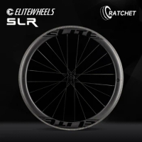 ELITEWHEELS Carbon Wheels 700c Road Bike 3K Twill Brake Surface Clincher Tubeless Ratchet System 36T Straight Pull Hub SLR