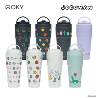 【WOKY Meets JOGUMAN】渾圓杯 雙層陶瓷750ml(附矽膠粗吸管) 加贈吸管清潔刷