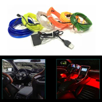 1M/2M/3M/5M Car Neon EL Wire Strip Lights Flexible Edge Multicolor Automotive Decoration Accessories