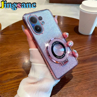 เคสโทรศัพท์ชุบนิ่ม, Jingsanc, สำหรับโทรศัพท์มือถือ VIVO V60, พร้อมขายึดแบบหมุนได้, เคสกลิตเตอร์, กัน