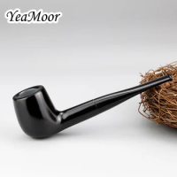 Classic Straight Ebony Wood Pipe 9mm Filter Smoking Pipe Handmade Tobacco Pipe Smoke Accessory Black Wodoen Pipe