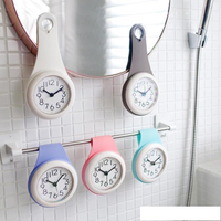 北歐簡約浴室鐘廚房防水靜音卡通吸盤鐘表掛牆創意電池迷你小掛鐘