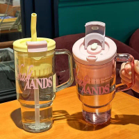 Mug Termos Tumbler, Kapasiti L 1250ML, Dengan Pemegang dan Straw, Reka Bentuk Mac Besar, Kapasiti Be