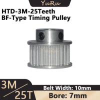 HTD3M 25T Timing Pulley 25teeth 3M BF Belt Width 10mm Bore 7mm 25T 3M wheel 25 Teeth Pitch 3mm Timing Belt Pulley