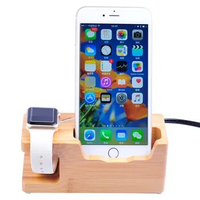 G05 Smartphone Charging Dock Station for Iphone 8 7 Plus 6 6S Plus 5S SE Wooden Stand Holder with Charger For Apple Watch Stand