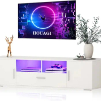 HOUAGI LED TV Stand with Drawers and Storage Cabinet,Modern High Gloss Entertainment Center for TVs Up to 70”,TV Console Table