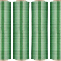 Green Stretch Wrap, 4 Pack, 18 Inch x 1500 Feet, 80 Gauge, Dark/Opaque Hand Stretch Film Rolls for Packaging Moving Pallets