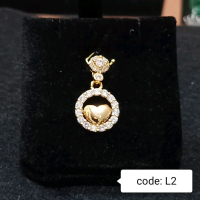 L2 Pendant Liontin Susun Hati dan Bunga Perhiasan Wanita Lapis Emas Love Pendant Flower Pendant