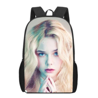 Elle Fanning 3D Print Backpacks for Girls Boys Children School Bags Kids Book Bag Teenager Shoulder Bag Casual Laptop Rucksack
