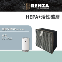 【RENZA】適用Sharp 夏普 FU-NC01 FU-NC01-W 360度呼吸圓柱空氣清淨機(2合1HEPA+活性碳濾網 濾芯)