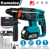 Kamolee 2000W Brushless Cordless Rotary Hammer Drill 10600IPM Rechargeable Electric Hammer Impact Drill For Makita Battery