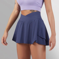 Tennis Skirt With Pockets Shorts Athletic Skirts High Waist Crossover Athletic Golf Skorts Workout Sports Skirts Women