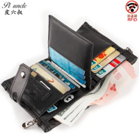 Zipper Wallet For Men Genuine Leather Short Wallet For Men Top Quality Male Purse Zipper Card Holder Coin Men's Mini Wallet RFID