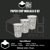 [1 PAK ISI 50 PCS] Paper cup walala 8 Oz / Gelas kertas kopi 80z / cup tahan panas 240ml coffee teh 