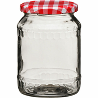 《Premier》格紋玻璃收納罐(紅650ml) | 收納瓶 儲物罐 零食罐