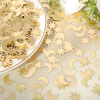 1PC Ramadan party decorates the desktop and scatters sequins, moon and golden confetti.