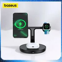 Baseus 3 in 1 20W Magnetic Wireless Charger Stand For iPhone 14 13 Pro Airpods Apple Watch Phone Fast Charging Station Holder