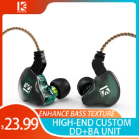 KBEAR KS2 HiFi In Ear Earphones High-End Custom Enhance Bass Texture Sprot Game Monitor Headset with Mic Detachable Audio Cable