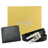 DRAKA 達卡 黃金禮盒 真皮皮夾+自動皮帶-6011(41DK6011)