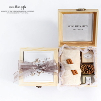 風物集-小木盒禮盒 松果毛巾香氛蠟燭香皂 結婚 伴手禮 員工禮盒