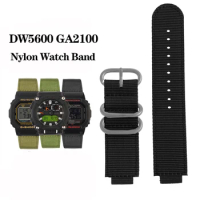16mm Nylon Watch Modified Watchband For Casio GA900 GA110 DW5600 5610 GWB5600 GA2100 Strap Black Gold Outdoor Sports Bracelet