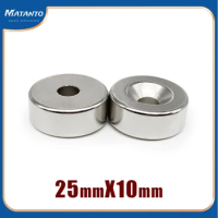 1/2/5/10/15PCS 25x10-6 mm Disc Countersunk Neodymium Magnet 25*10 mm Hole 6mm 25X10-6mm N35 Round Permanent Magnet 25*10-6