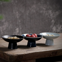 陶瓷高腳果盤日式創意供佛盤干果盤水果碟中式托盤家用客廳茶點盤