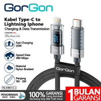 GORGON Kabel Charger iPhone Type C to Lightning 20 Watt FAST Charging Transparan Digital Display Kab