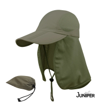 【Juniper 朱尼博】抗UV防潑水透氣遮陽披風帽 MJ7240B(帽子/釣魚帽/休閒帽/登山帽)