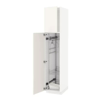 METOD 高櫃附清潔用品收納架, 白色/veddinge 白色, 40x60x200 公分