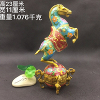 古玩風水景泰藍銅器 仿古雕刻玲瑯彩馬踏乾坤 仿大清乾隆銅器擺件
