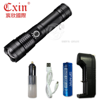 59W亮度四核心P50強光LED充電式手電筒 CX-HK011 ∥電量顯示燈∥魚鰓式散熱
