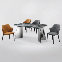 【BODEN】卡伊6尺工業風超晶石面造型餐桌椅組合(一桌四椅-兩色可選)