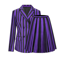 In Stock Adams Family cos Clothing Halloween Wednesday Adams Black Dress cosplay Clothing