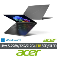【Acer 宏碁】特仕版 16吋輕薄AI筆電(Swift Go/SFG16-74-58QT/Ultra 5-228V/32G/512G+1TB SSD/OLED/Win11)
