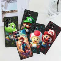 Mario Bros Game Art For Samsung Galaxy S24 S23 S22 S21 S20 FE S10 S9 S10E S8 Plus Ultra Lite 5G TPU Black Phone Case