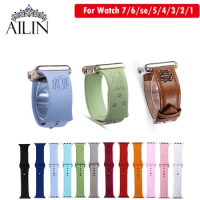 AILIN Dropshipping Personalized Silicone Apple Watch 38mm Band 44mm Smart Dog Logo Name Letter strap series 7 40mm Birthday Gift