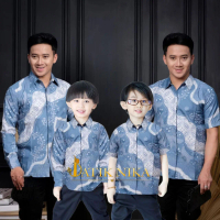 TERBARU KEMEJA BATIK PRIA BATIK SOFT BLUE Batik BIRU MUDA batik ayah dan Batik anak cowok