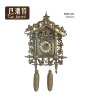 Vintage golden texture European imported antique cuckoo wall clocks decorative clocks