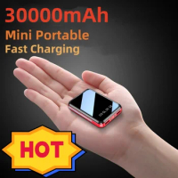 30000mAh Mini Portable Fast Charging Power Bank Mirror Screen LED Digital Display Powerbank For iPhone Huawei Xiaomi Samsung