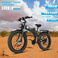 Electric Bicycle Snow 26 Inch Fat Tire EBike 1500W Motor 48V20Ah Lithium Battery Mountain Shock Absorption Folding Electric Bike