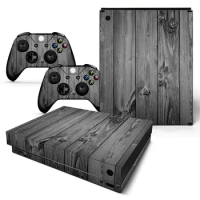 GAMEGENIXX Skin Sticker Wood Grain Protective Decal Removable Cover for Xbox One X Console and 2 Controllers