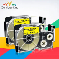 2PK for Casio XR-9YW 9mm Label Tape Black on Yellow Label Maker for Casio KL-60 KL-120 KL-300 CW-L300 KL-430 KL-C500 Typewriter