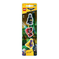 【 樂高LEGO 】造型橡皮擦(3入) (蝙蝠俠 |女蝙蝠俠 |小丑女)