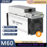 New Whatsminer M60 168T 3343W ASIC Miner BTC Bitcoin Miner Include PSU